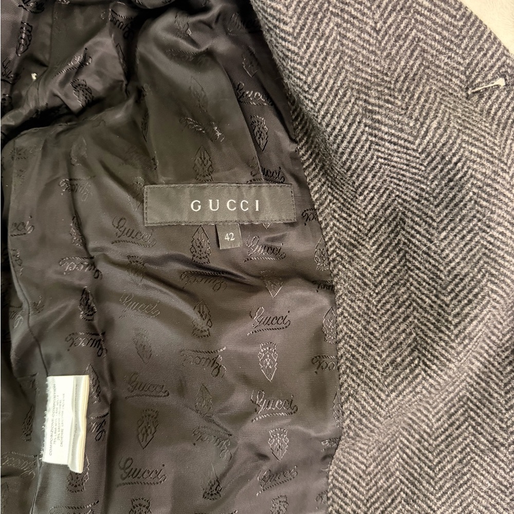 Gucci double breasted grey coat wool and cashmere - Picture 2 of 11